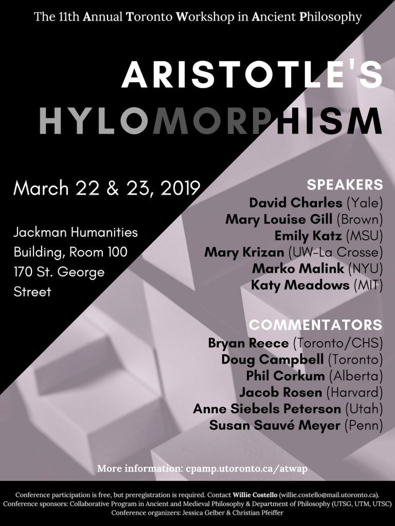 ATWAP 2019: Aristotle's Hylomorphism